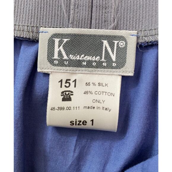 Kristensen Du Nord Women's Size 1 Blue Cotton Silk A-Line Skirt Made in Italy - Picture 2 of 4